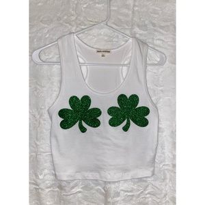 Custom Glitter Shamrocks Crop St. Patrick’s Day Tank